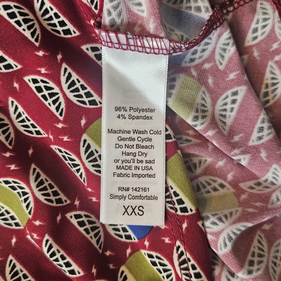 NWT LuLaRoe XXS Summer Red Pattern Maxi Skirt - Picture 6 of 7